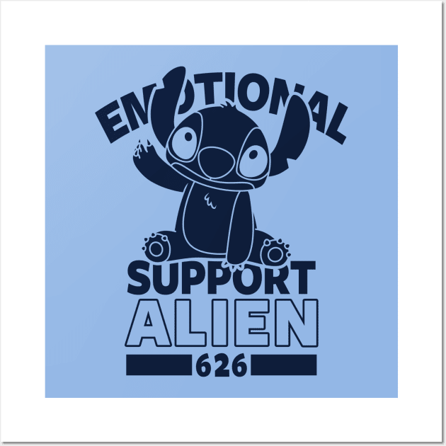 Emotional Support Animal Cute Alien Cartoon Meme Wall Art by BoggsNicolas